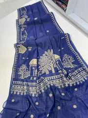 Soft Muga Cotton Warli Weaving Saree