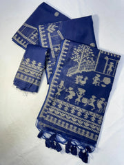 Soft Muga Cotton Warli Weaving Saree