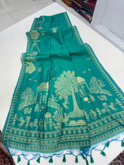 Soft Muga Cotton Warli Weaving Saree