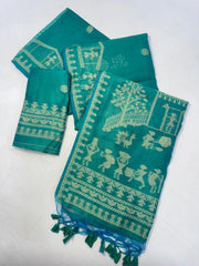 Soft Muga Cotton Warli Weaving Saree