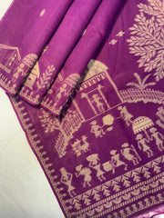 Soft Muga Cotton Warli Weaving Saree