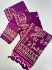 Soft Muga Cotton Warli Weaving Saree