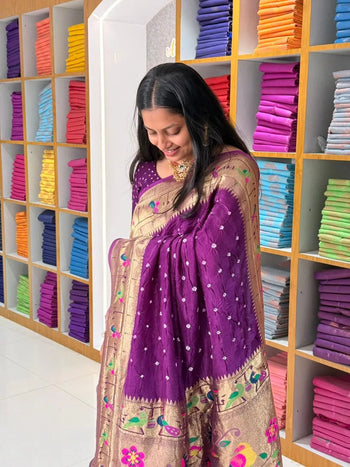 Luxury Fusion Bandhani Body & Paithani Pallu Saree