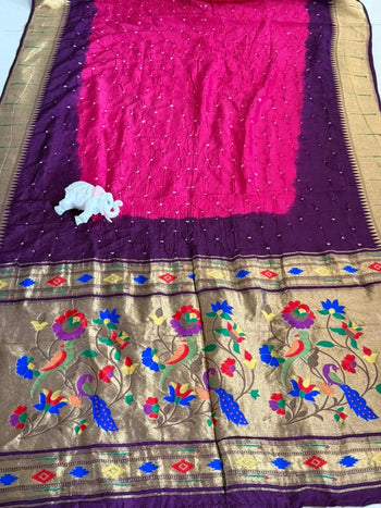 Designer Paithani Bandhani Fusion Saree
