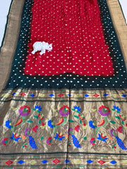 Designer Paithani Bandhani Fusion Saree