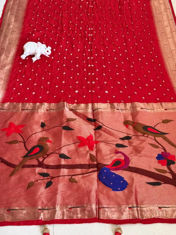 Royal Paithani Bandhani Fusion Weave Saree
