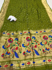 Premium Viscose Pure Paithani Bandhani Fusion Saree