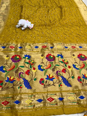 Premium Viscose Pure Paithani Bandhani Fusion Saree