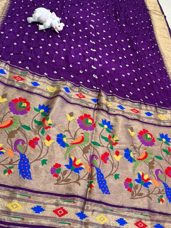 Premium Viscose Pure Paithani Bandhani Fusion Saree