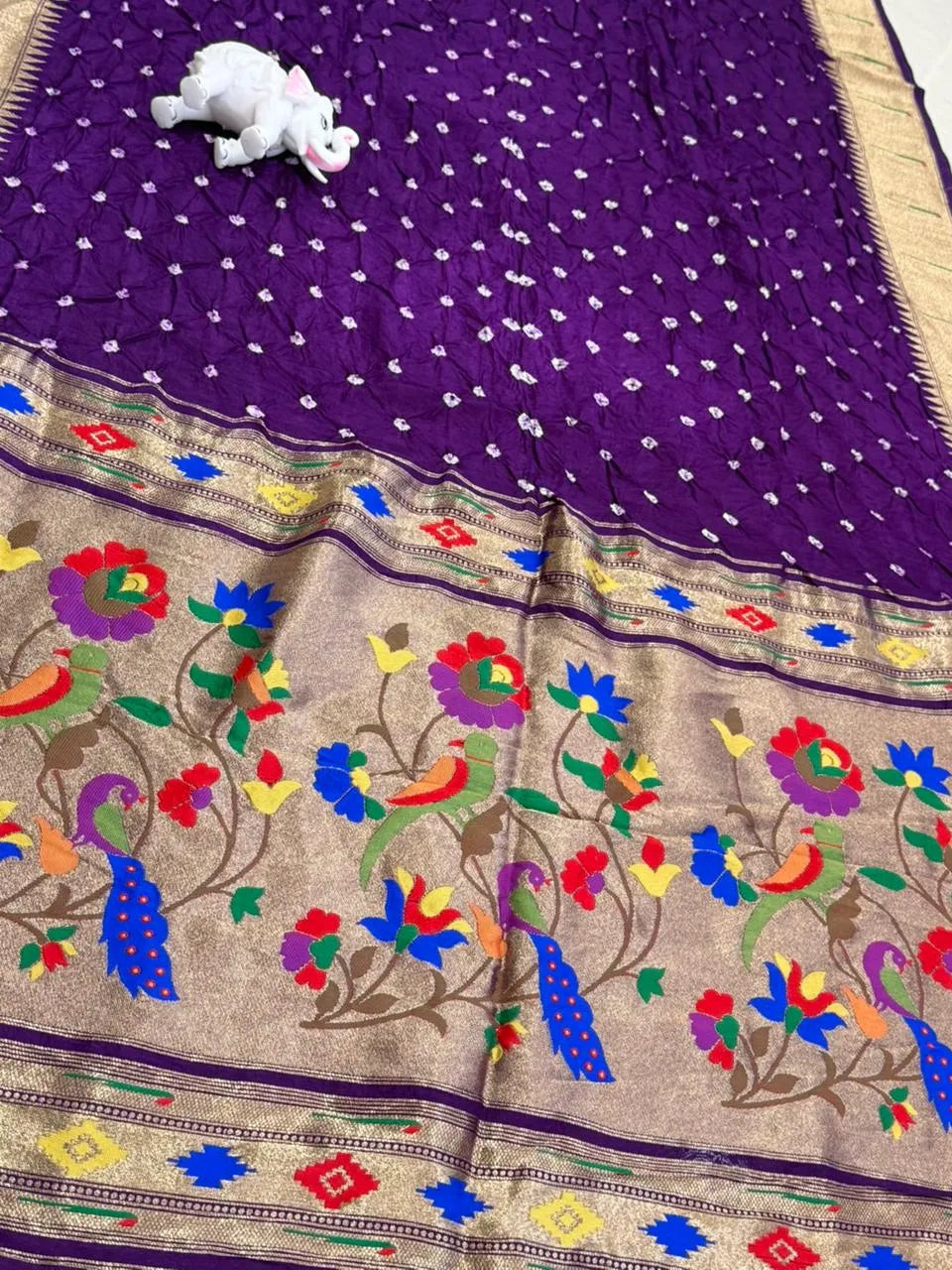 Premium Viscose Pure Paithani Bandhani Fusion Saree