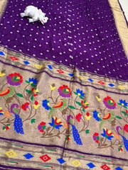 Premium Viscose Pure Paithani Bandhani Fusion Saree