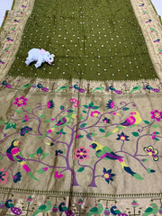 Luxury Fusion Bandhani Body & Paithani Pallu Saree