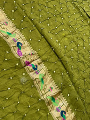 Luxury Fusion Bandhani Body & Paithani Pallu Saree