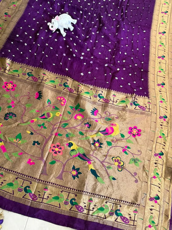Luxury Fusion Bandhani Body & Paithani Pallu Saree