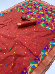 Soft Muga Cotton Jamdani Saree