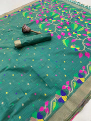 Soft Muga Cotton Jamdani Saree