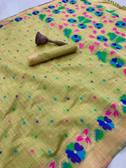 Soft Muga Cotton Jamdani Saree