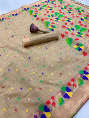 Soft Muga Cotton Jamdani Saree