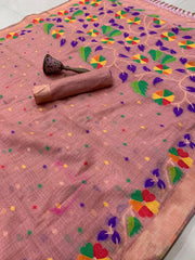 Soft Muga Cotton Jamdani Saree