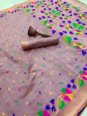 Soft Muga Cotton Jamdani Saree