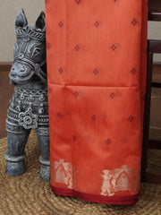 Khadi Raw Silk Traditional Barrat Pattern Saree