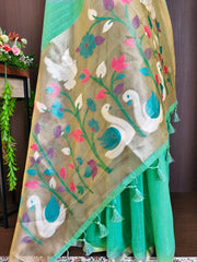 Premium Muga Cotton Floral Weaving Saree
