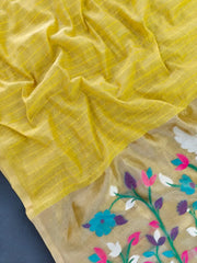 Premium Muga Cotton Floral Weaving Saree