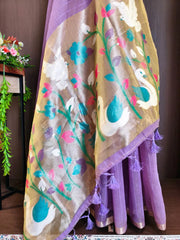 Premium Muga Cotton Floral Weaving Saree