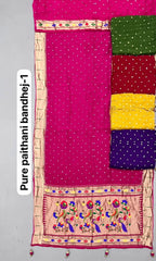Premium Viscose Pure Paithani Bandhani Fusion Saree