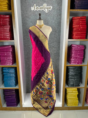 Designer Paithani Bandhani Fusion Saree
