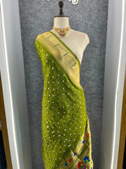 Premium Viscose Pure Paithani Bandhani Fusion Saree