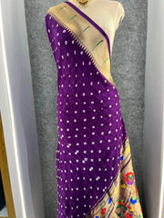 Premium Viscose Pure Paithani Bandhani Fusion Saree