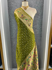 Luxury Fusion Bandhani Body & Paithani Pallu Saree