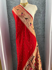 Luxury Fusion Bandhani Body & Paithani Pallu Saree