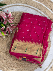 Premium Viscose Pure Paithani Bandhani Fusion Saree