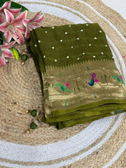 Luxury Fusion Bandhani Body & Paithani Pallu Saree