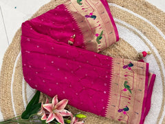 Luxury Fusion Bandhani Body & Paithani Pallu Saree