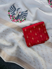 Soft Kota Doriya Embroidered Saree