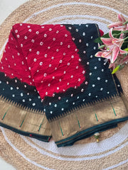 Designer Paithani Bandhani Fusion Saree