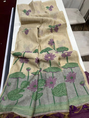 Soft Muga Cotton Pichwai Floral Saree