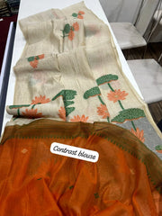 Soft Muga Cotton Pichwai Floral Saree