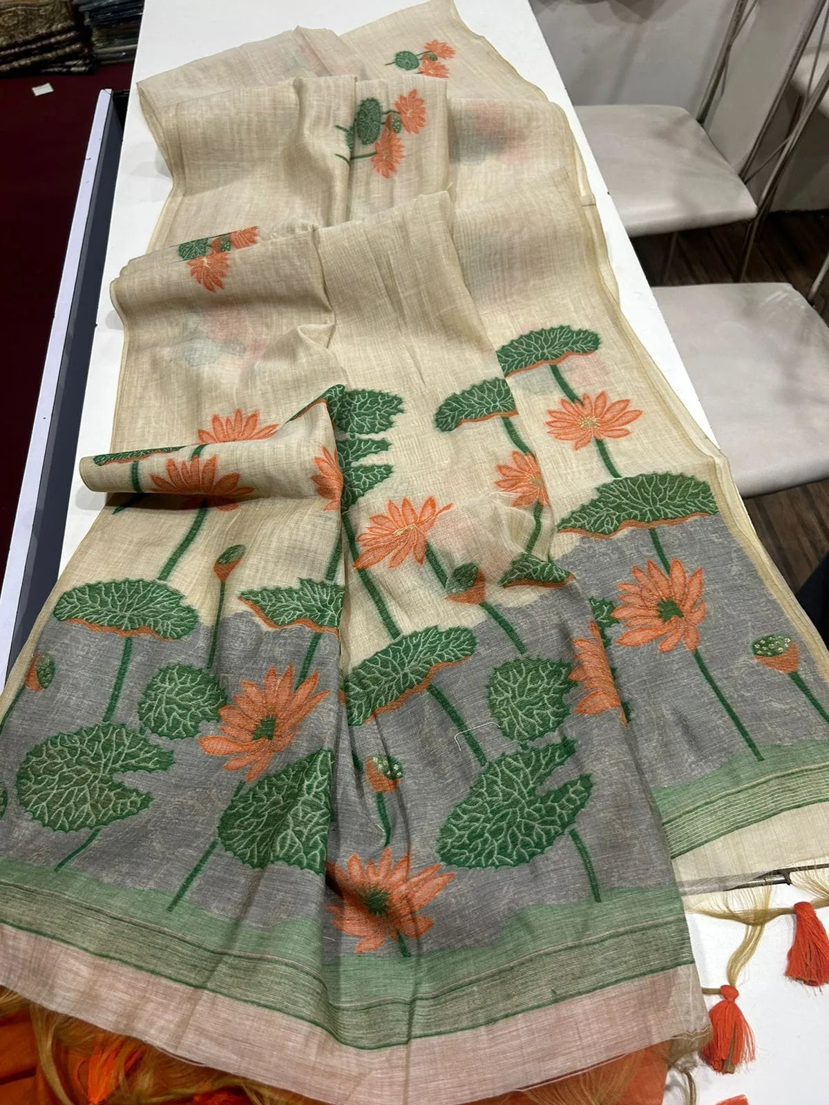 Soft Muga Cotton Pichwai Floral Saree