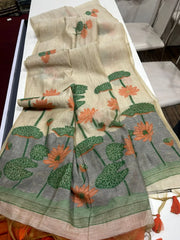 Soft Muga Cotton Pichwai Floral Saree