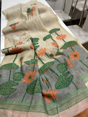 Soft Muga Cotton Pichwai Floral Saree