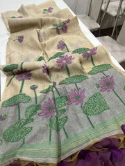 Soft Muga Cotton Pichwai Floral Saree