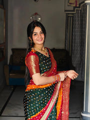 Kanjivaram Bandhani Cotton Silk Hand Dying Saree