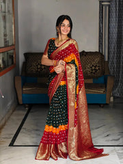 Kanjivaram Bandhani Cotton Silk Hand Dying Saree
