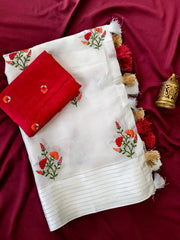 Pure Kota Floral Embroidery Designer Saree