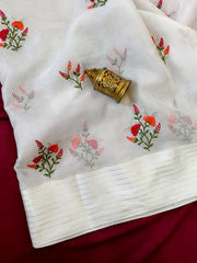 Pure Kota Floral Embroidery Designer Saree