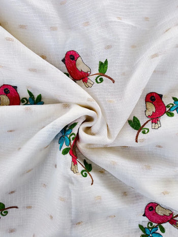Pure Kota Bird Embroidery Designer Saree